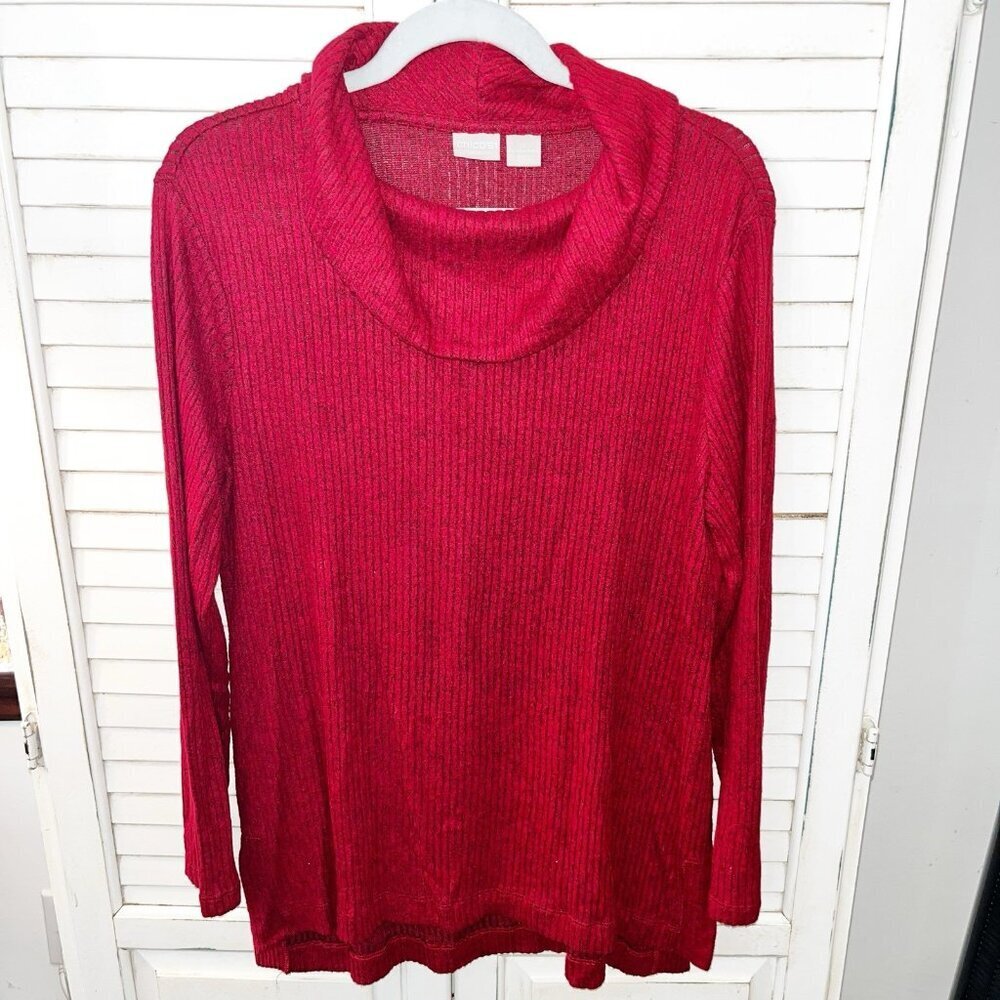 Chico's Zenergy women top red long sleeves turtleneck Fall Winter Size 1 US 8